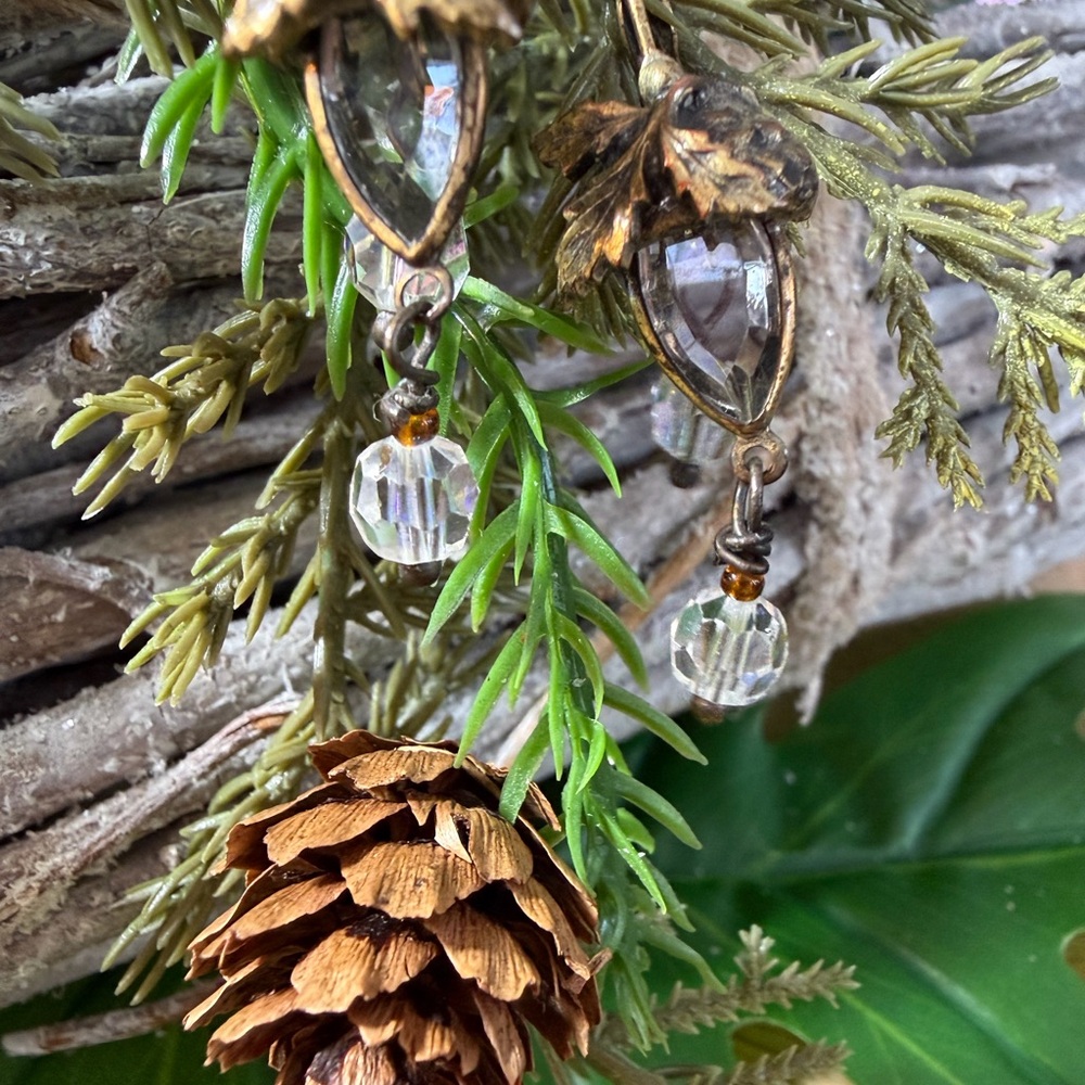 Rare Sundance Acorn Vintage Gold and Australian Crystal Drop Earrings - Picture 15 of 17